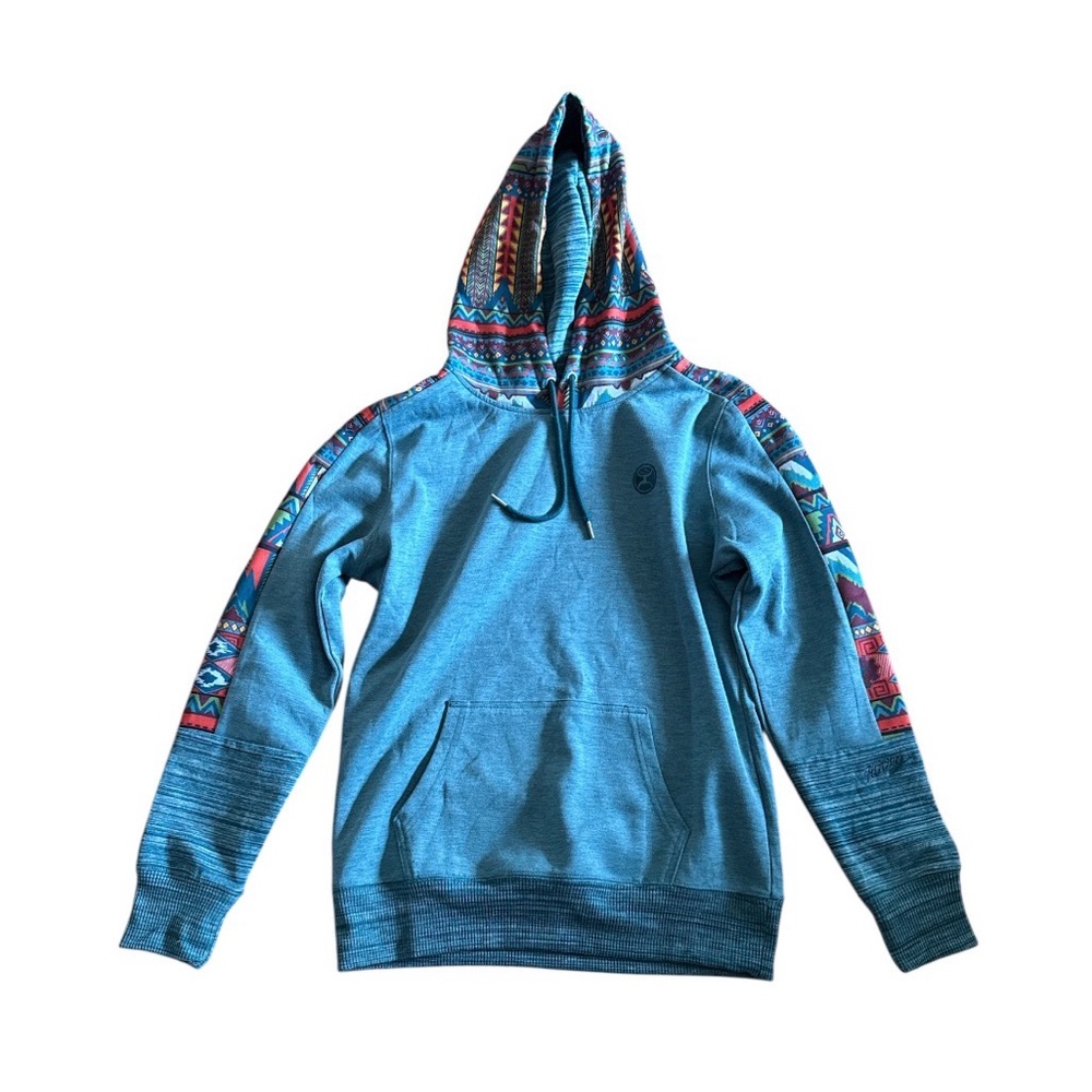 BNWOT Hooey Aztec Southwestern Print Pullover Long Sleeve Hoodie Small Oversized